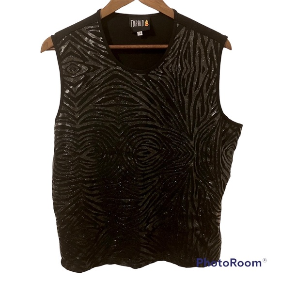 90’s Vintage Torrid Black Animal Print Glitter Tank- 2X - Picture 1 of 8